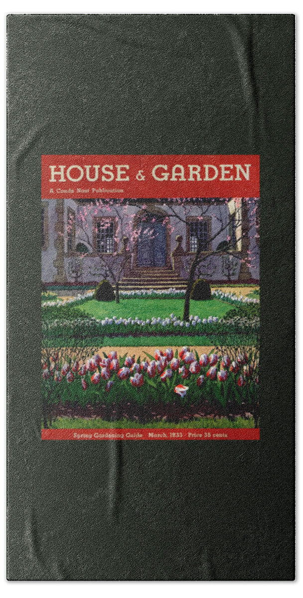 A House And Garden Cover Of A Tulip Garden Beach Towel
