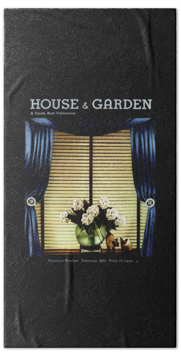 A House And Garden Cover Of Flowers By A Window Beach Sheet