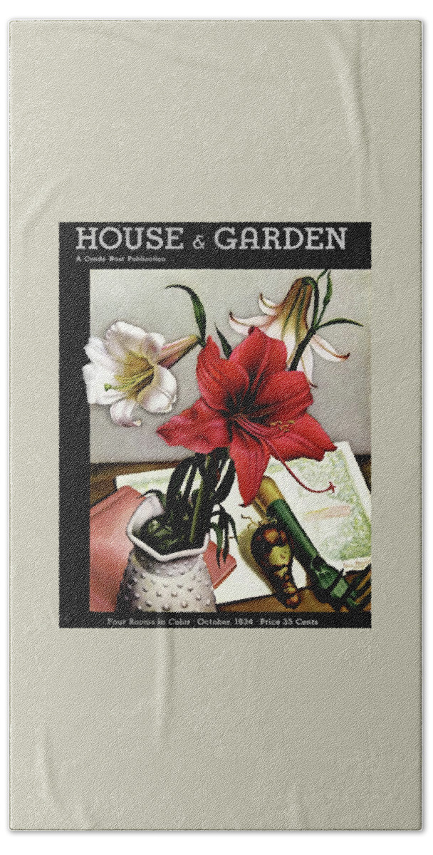 A House And Garden Cover Of Lilies Beach Towel