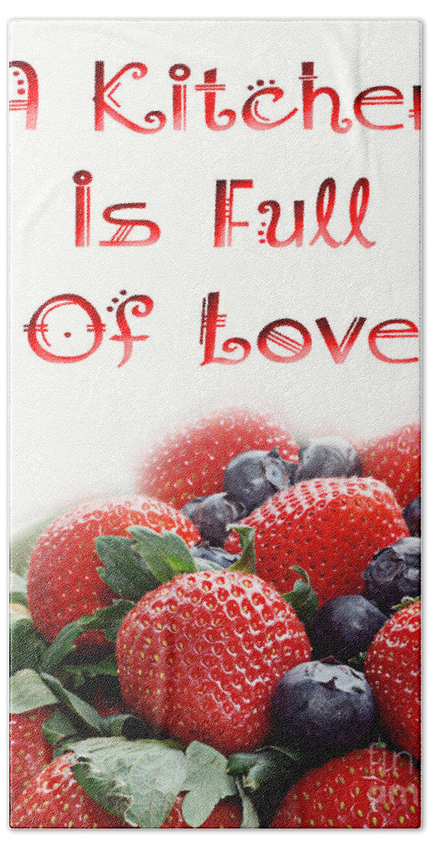 Strawberries Beach Towel featuring the digital art A Kitchen Is Full Of Love 9 by Andee Design