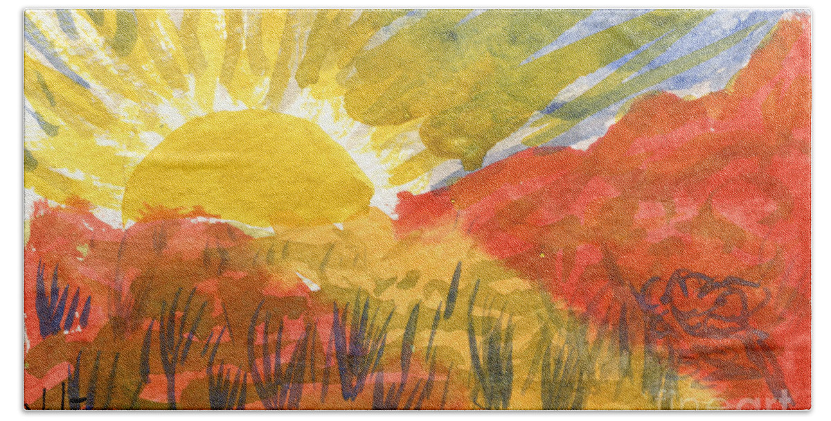 Watercolor Sunshine Beach Sheet featuring the painting A Little Better Every Day by Victor Vosen