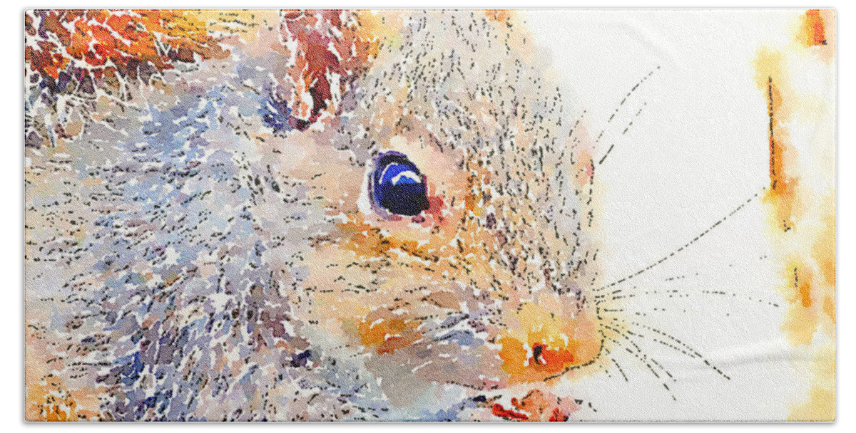 Squirrel Art Beach Towel featuring the photograph A Little Bit Squirrely by Kerri Farley