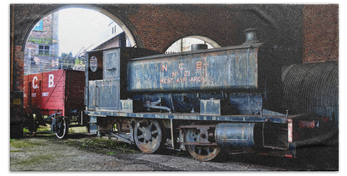 Locomotive Beach Sheet featuring the photograph A locomotive at the colliery by RicardMN Photography