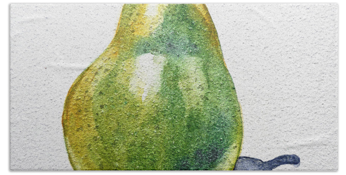 Agriculture Beach Towel featuring the painting A Pear by Irina Sztukowski