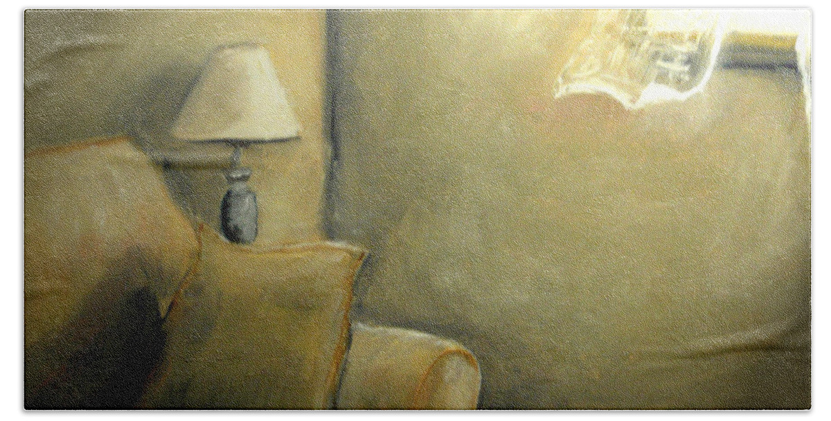 Interior Beach Towel featuring the painting A quiet room by Katy Hawk