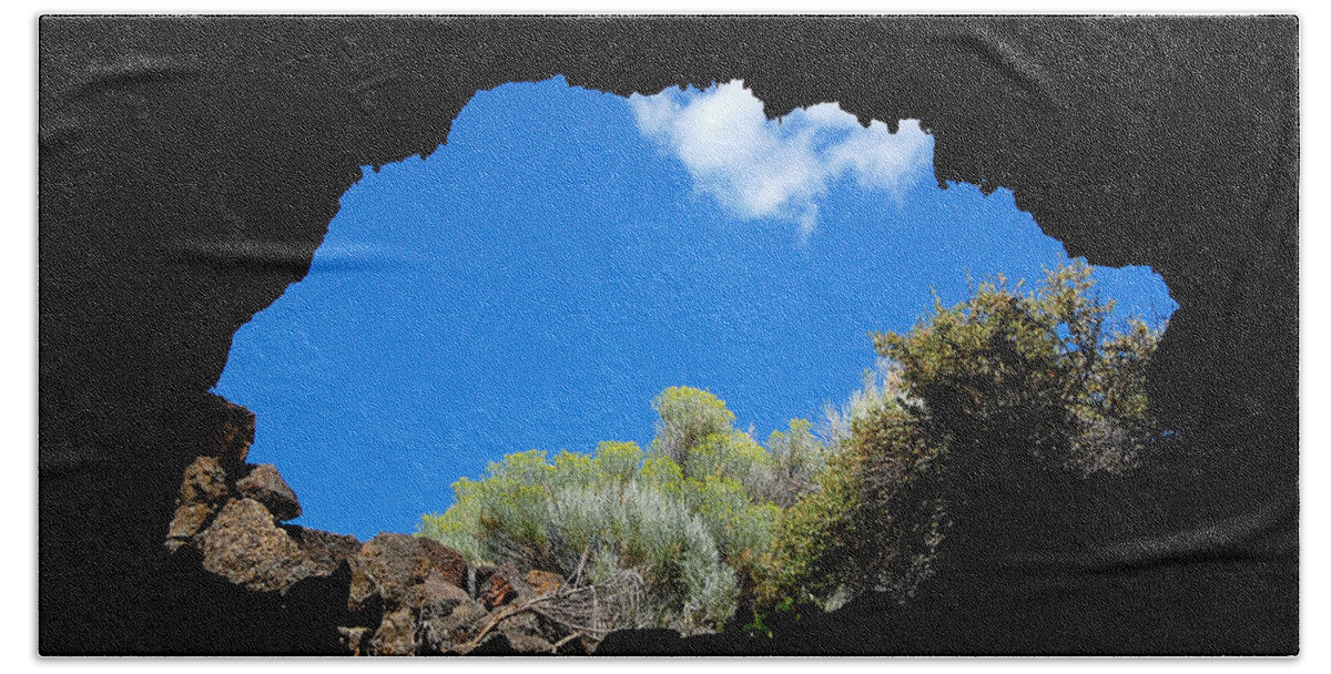 Lava Beds National Monument Beach Towel featuring the photograph A Touch Of Sky by Debra Thompson