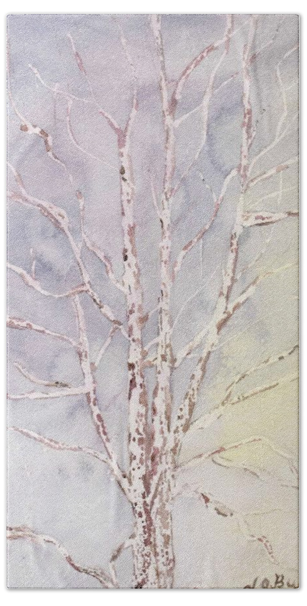 Birch Beach Sheet featuring the painting A Tree in Winter by Vickie G Buccini