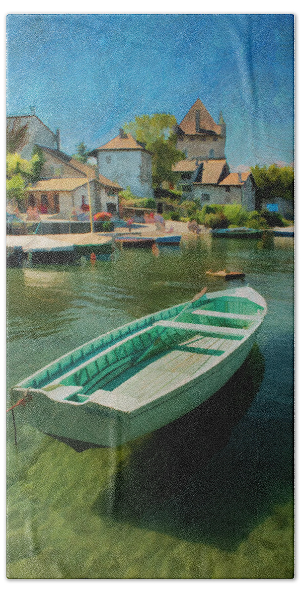 Boat Beach Sheet featuring the photograph A Yvoire - France by Jean-Pierre Ducondi