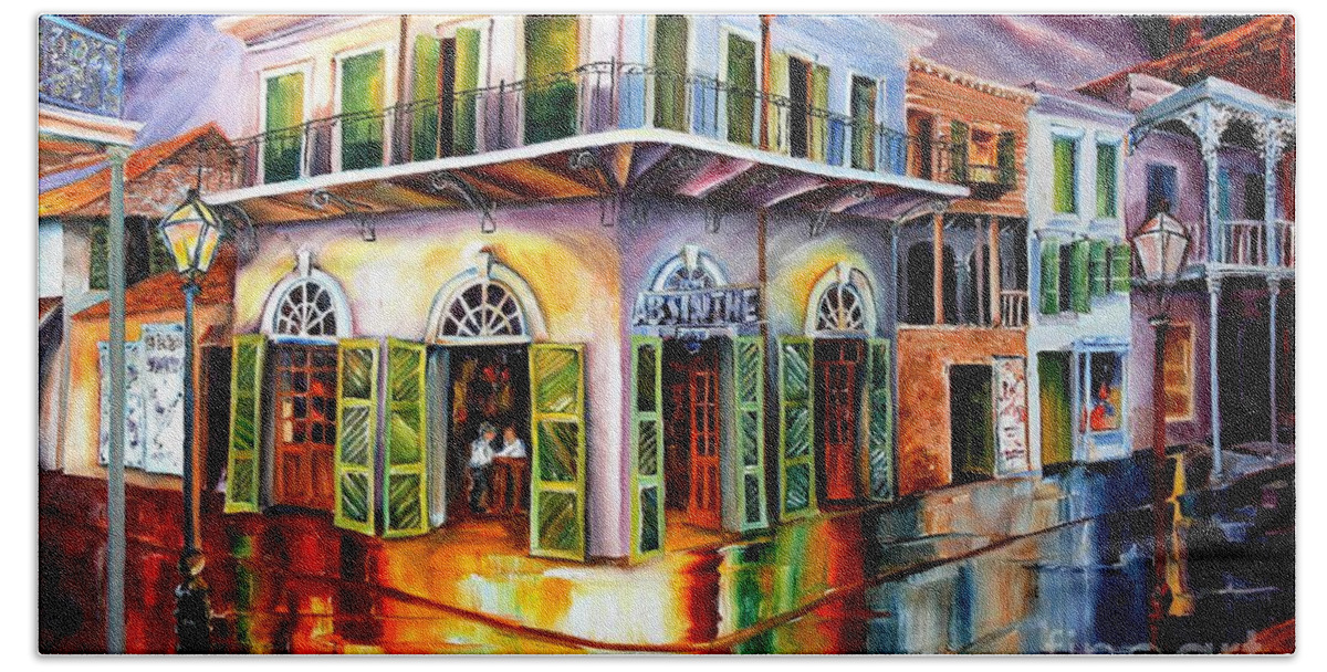New Orleans Beach Towel featuring the painting Absinthe House New Orleans by Diane Millsap