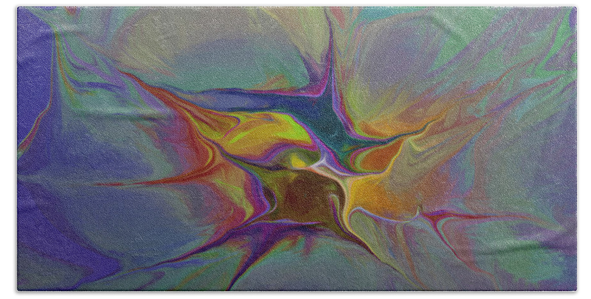 Abstract Beach Towel featuring the digital art Abstract Explosion by Deborah Benoit