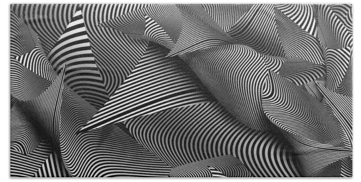 Journey Beach Towel featuring the digital art Abstract - Lines - Path to destruction by Mike Savad