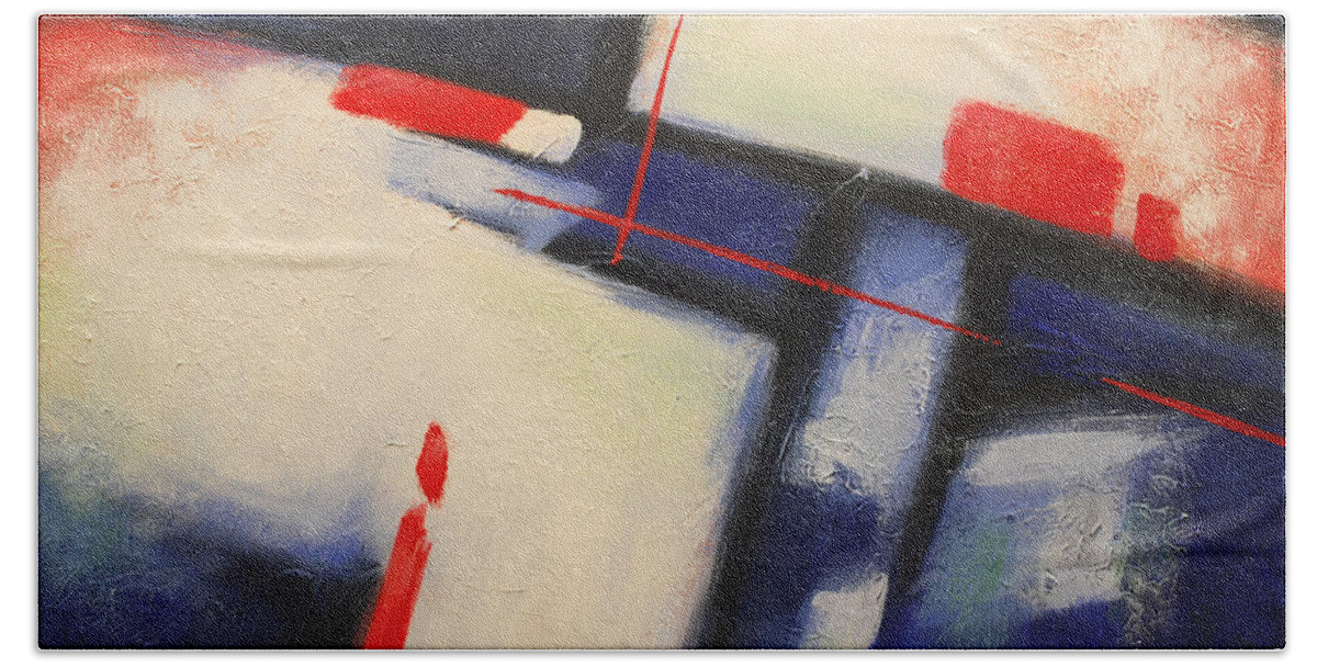 Abstract Beach Towel featuring the painting Abstract Red Blue by Glenn Pollard