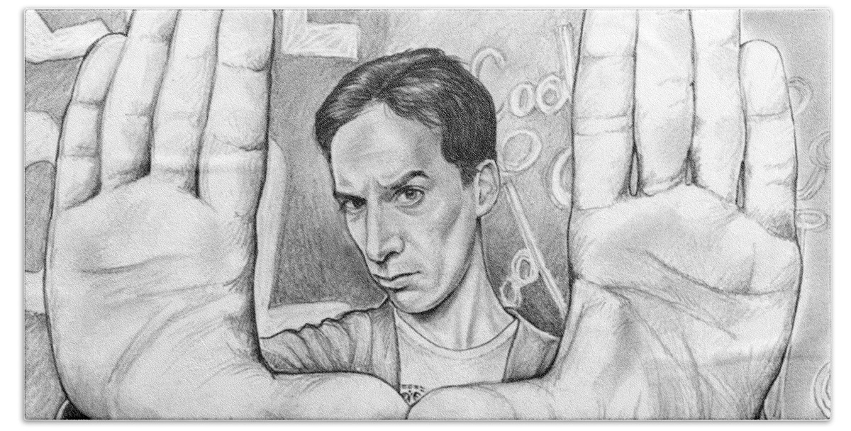 Comedian Beach Towel featuring the drawing Actor Danny Pudi by Greg Joens