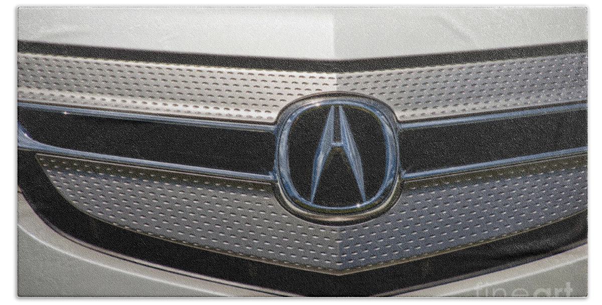 Acura Beach Towel featuring the photograph Acura Grill Emblem Close up by David Zanzinger
