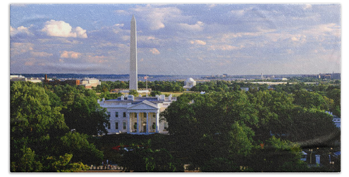 Photography Beach Towel featuring the photograph Aerial, White House, Washington Dc by Panoramic Images