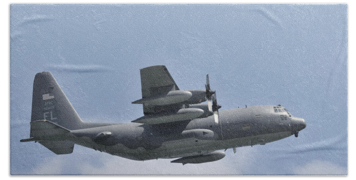 C-130 Beach Towel featuring the photograph AFRC C-130 Hercules rescue aircraft by Bradford Martin