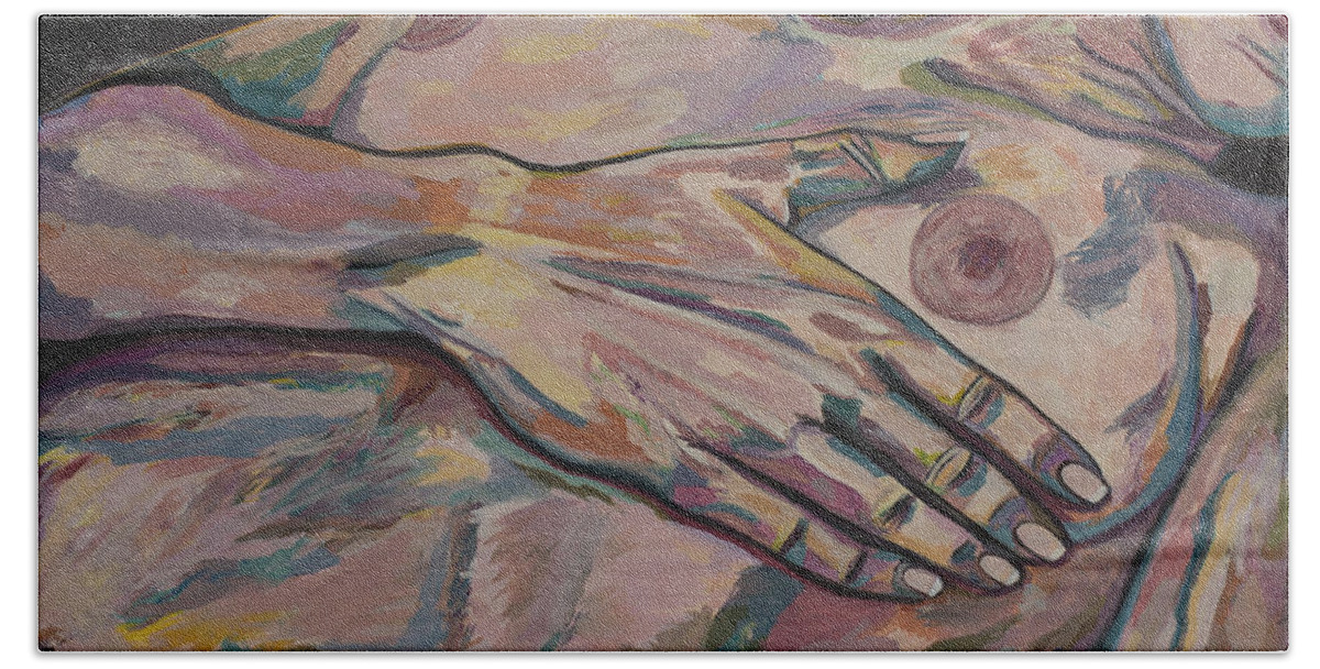 Nude Beach Towel featuring the painting Afterglow by Christel Roelandt