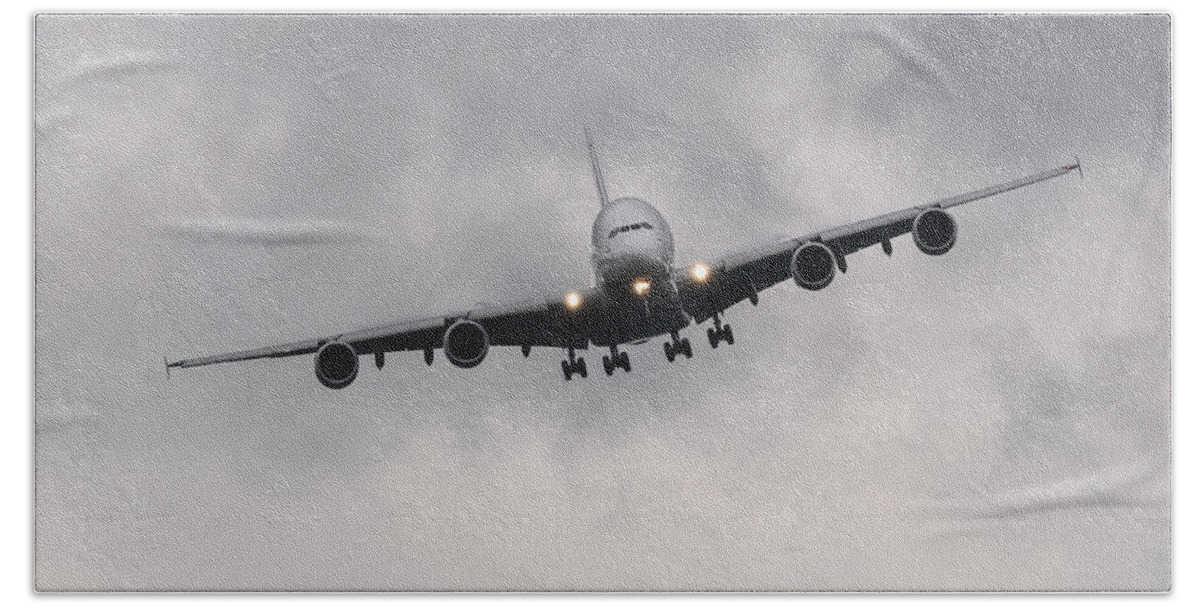 Airbus Beach Towel featuring the photograph Airbus A380 by Dutourdumonde Photography