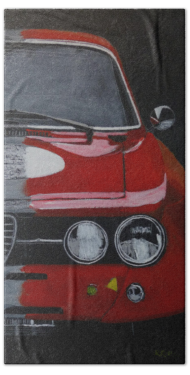 Alfa Beach Towel featuring the painting Alfa Romeo GTV by Richard Le Page