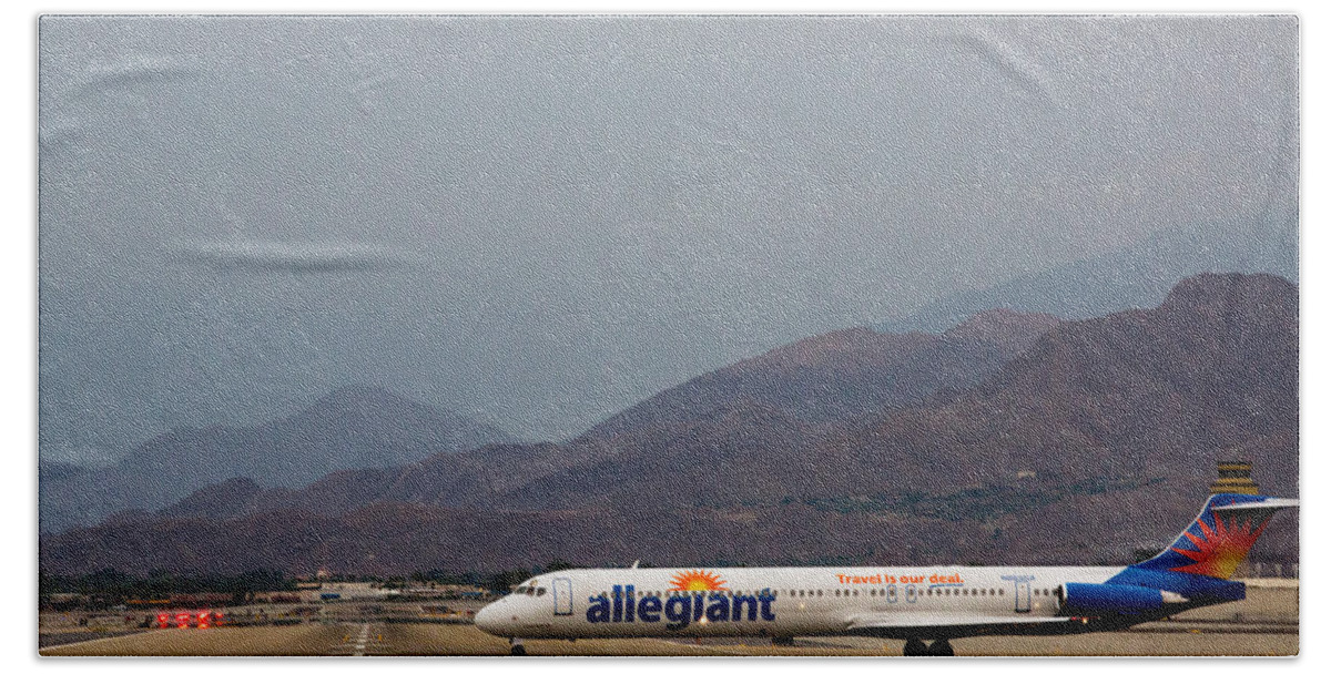 Allegiant Beach Towel featuring the photograph Allegiant at Palm Springs Airport by John Daly