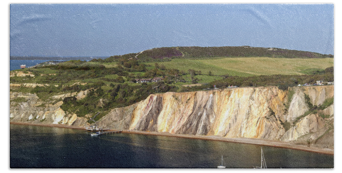 Britain Beach Towel featuring the photograph Alum Bay and the coloured Sand Cliffs by Rod Johnson