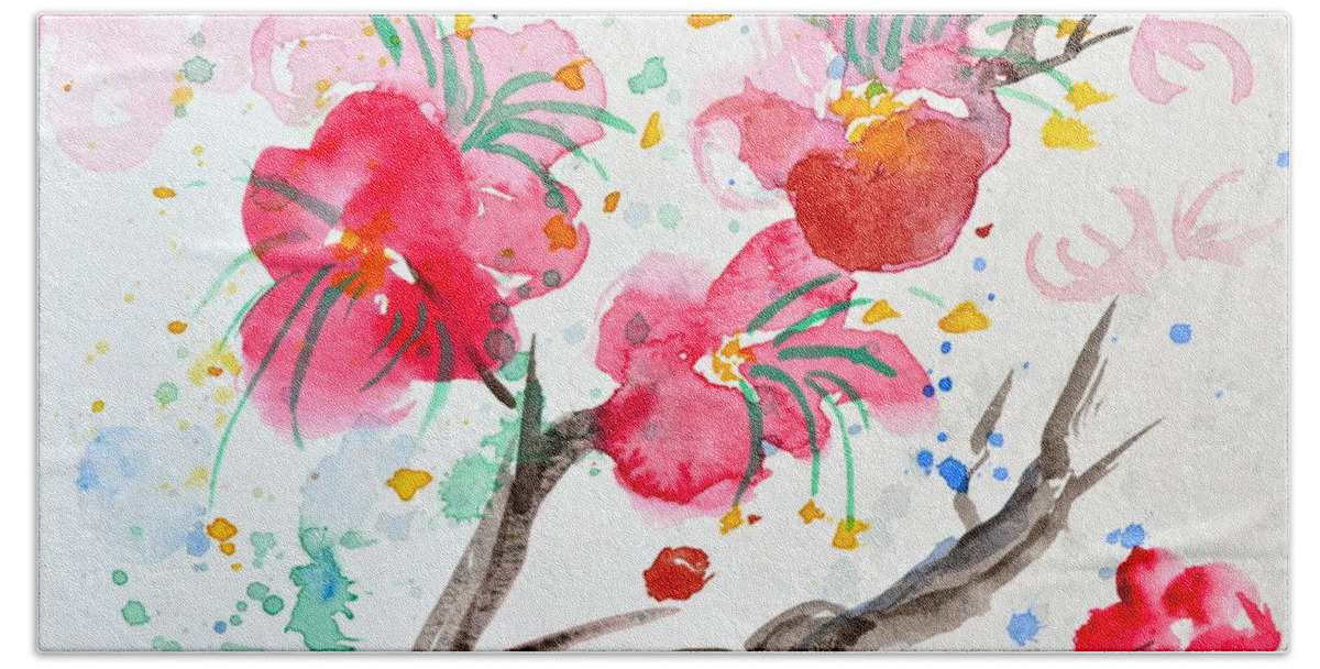 Amami Beach Towel featuring the painting Amami or Sweetness by Beverley Harper Tinsley