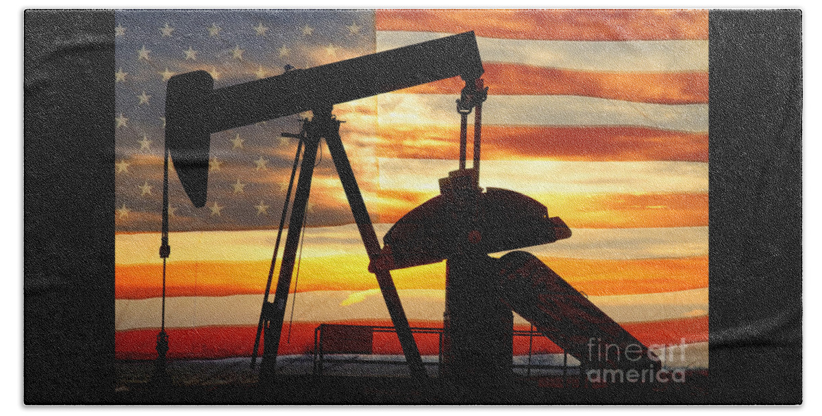 Oil Beach Towel featuring the photograph American Oil by James BO Insogna