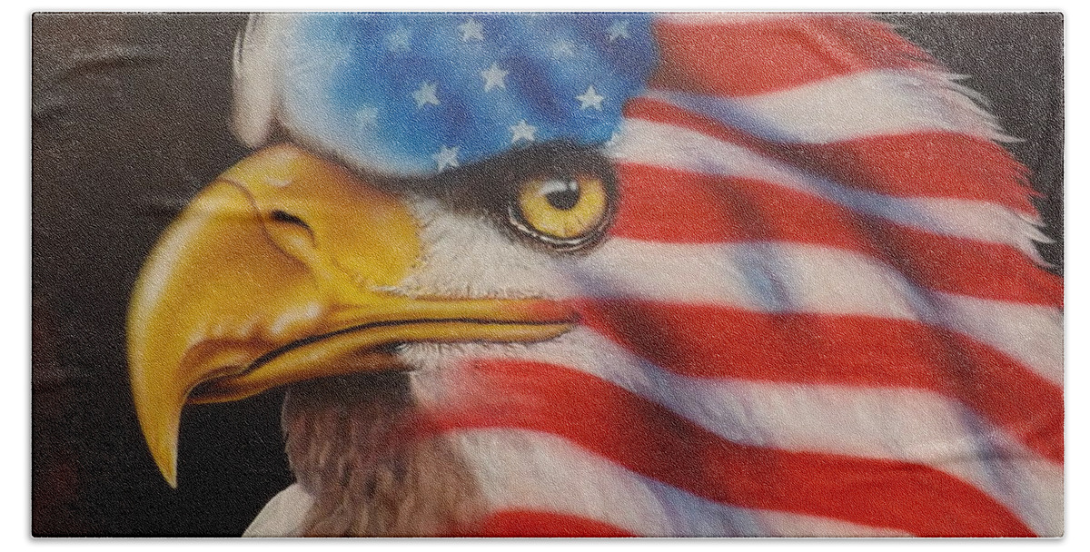 Eagle Beach Sheet featuring the painting American Pride by Darren Robinson