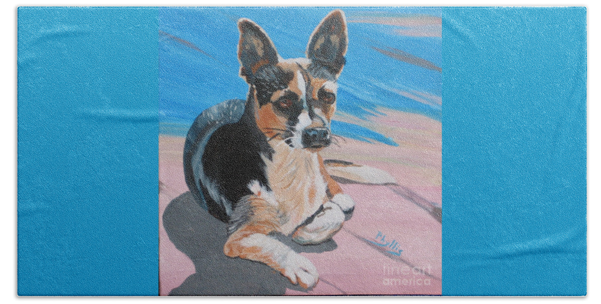Chihuahua Beach Towel featuring the painting Ancho A Portrait of a Cute little Dog by Phyllis Kaltenbach