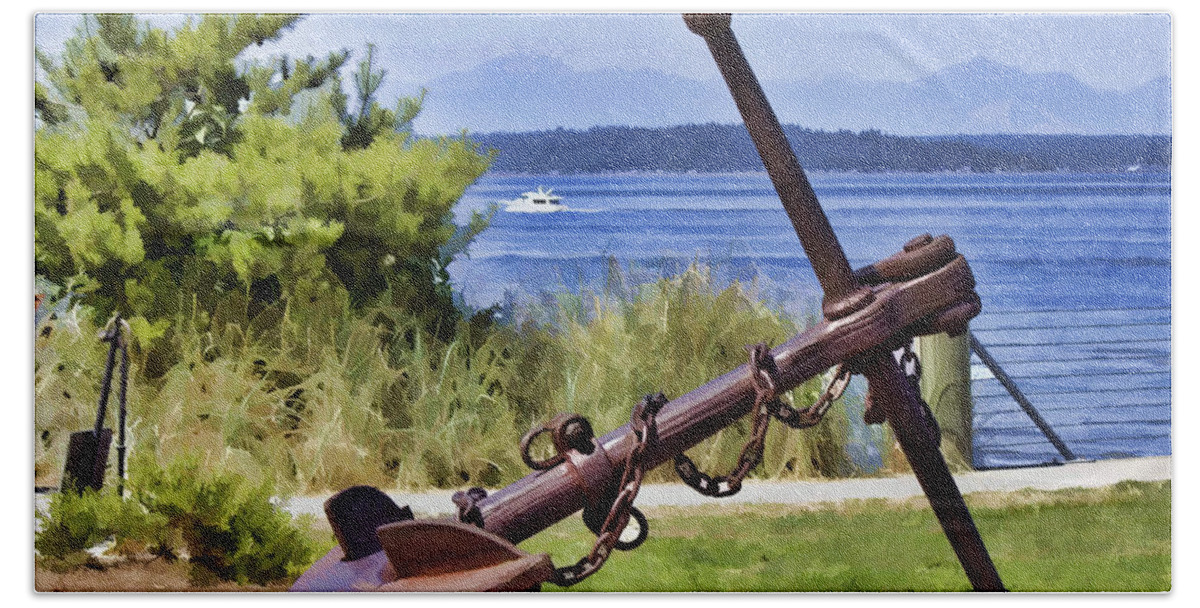 Anchor Beach Towel featuring the photograph Anchor from West Seattle 2 by Cathy Anderson