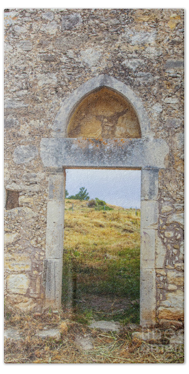 Monastary Beach Towel featuring the photograph Ancient monastary in Crete by Patricia Hofmeester