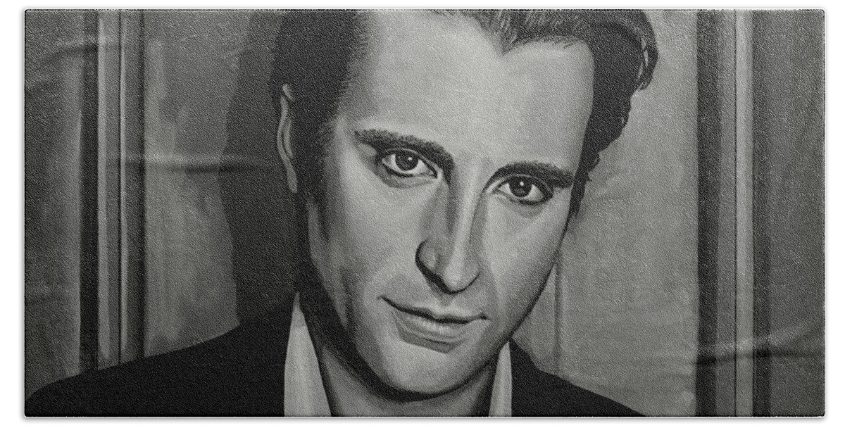Andy Garcia Beach Towel featuring the painting Andy Garcia by Paul Meijering