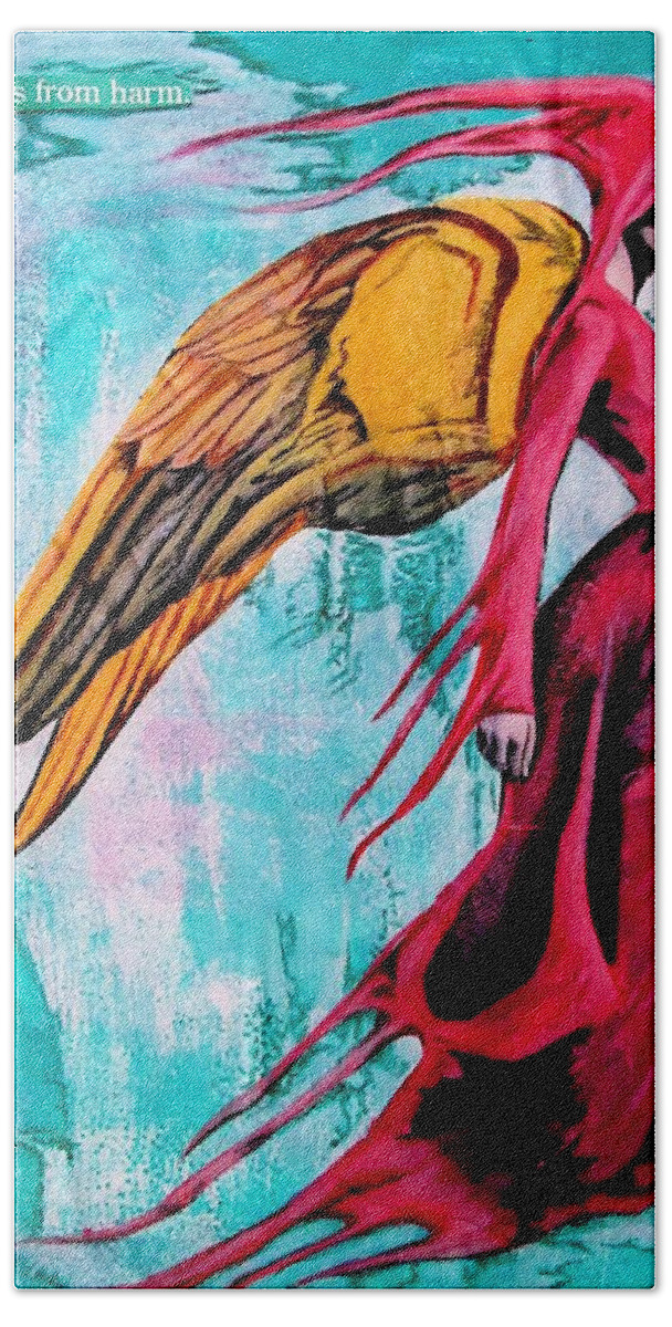 Angels Beach Towel featuring the mixed media Angel 1 Navigating Ether by Maria Huntley