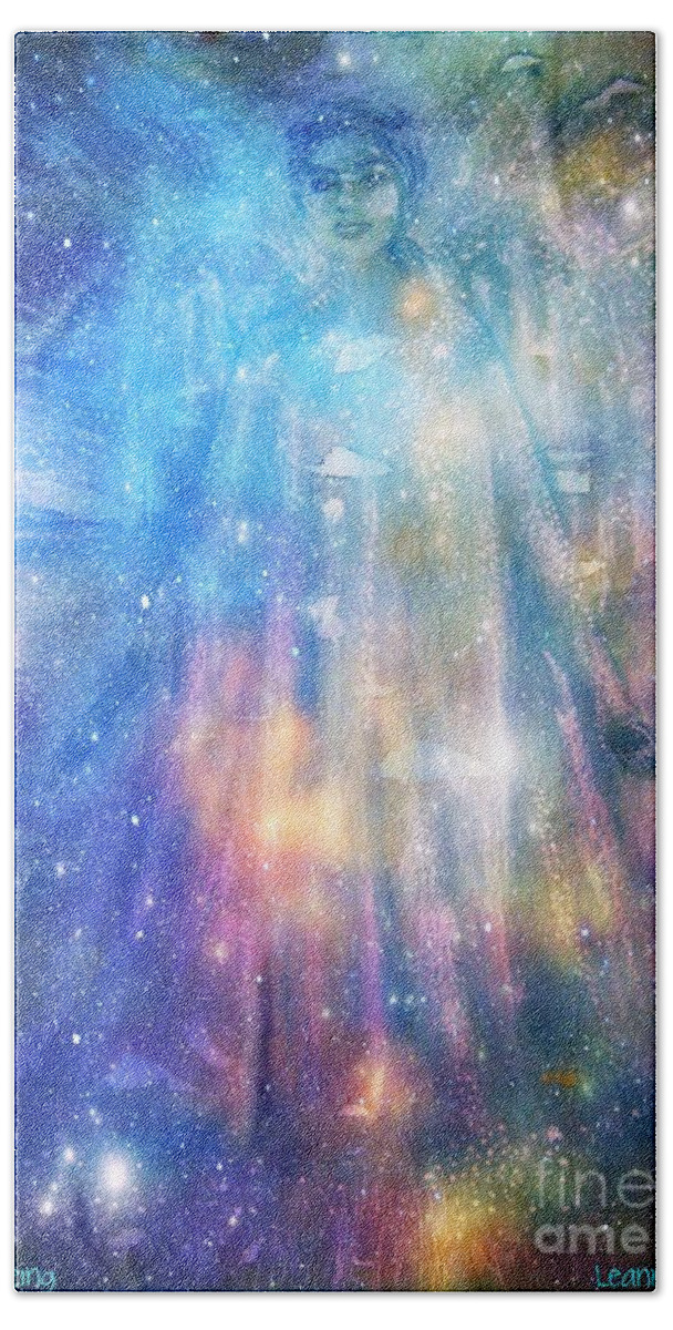 Angel Beach Towel featuring the painting Angelic Being by Leanne Seymour