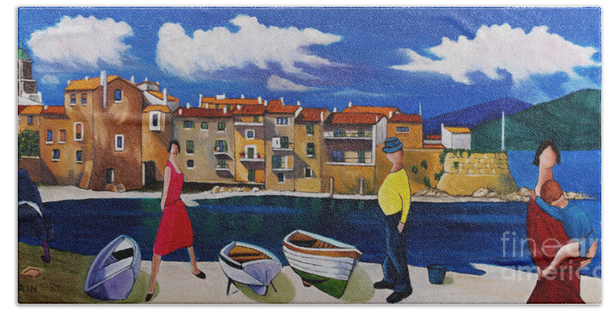 Antibes Beach Towel featuring the painting Antibes And French Cove by William Cain