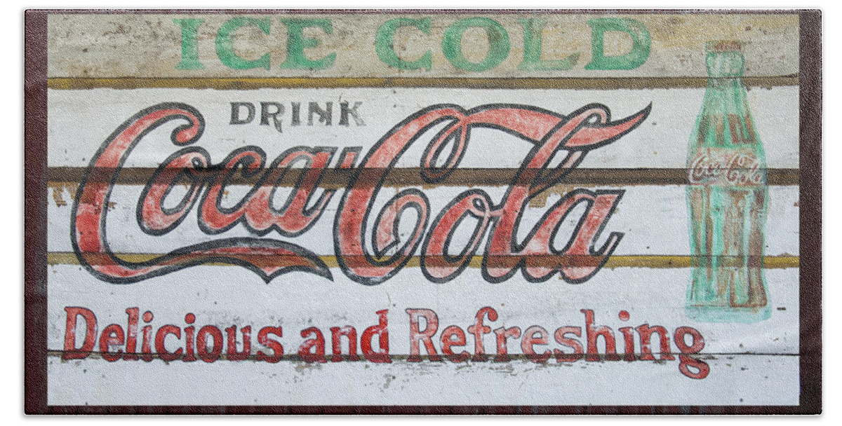 Coca Cola Beach Towel featuring the photograph Antique Coca Cola Sign by Flees Photos