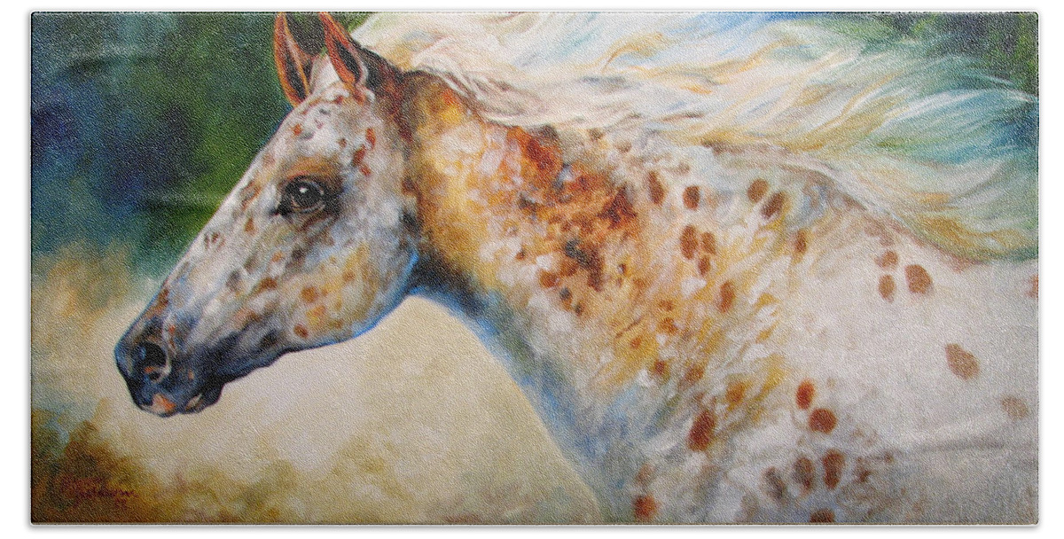 Appaloosa Beach Towel featuring the painting Appaloosa Spirit 3618 by Marcia Baldwin