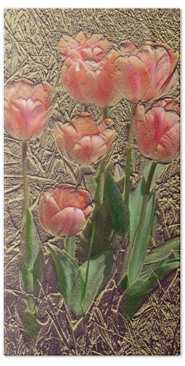  Beach Towel featuring the photograph Apricot Tulips by Steve Karol