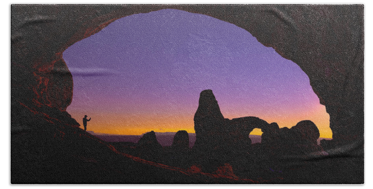 Arches National Park Beach Towel featuring the photograph Arches Witness by Darren White