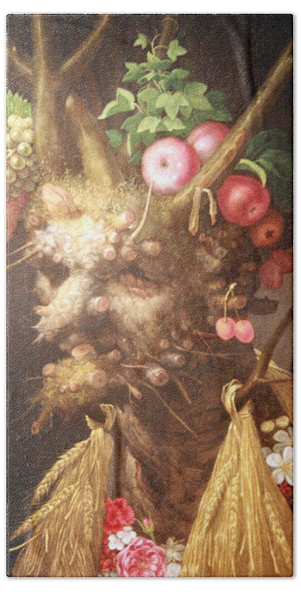 Four Seasons In One Head Beach Towel featuring the photograph Arcimboldo's Four Seasons In One Head by Cora Wandel