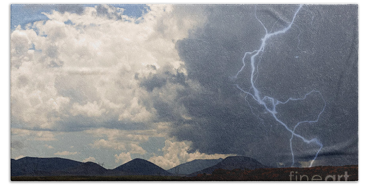 Desert Beach Sheet featuring the photograph Arizona Desert Lightning by Janice Pariza