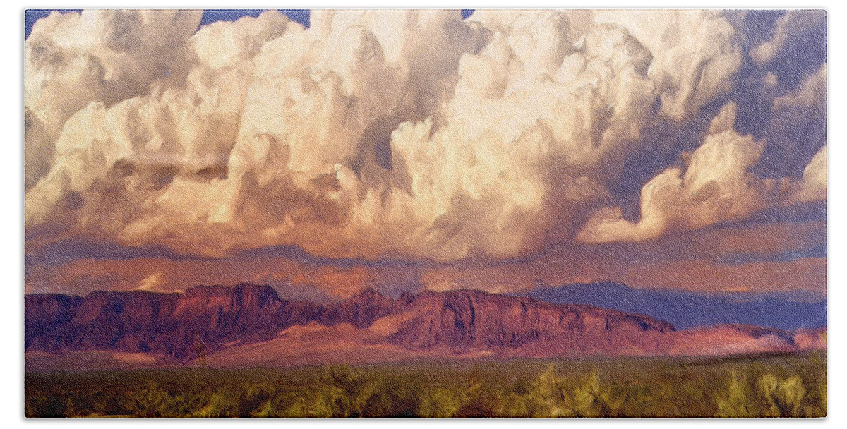 Arizona Beach Towel featuring the painting Arizona Monsoon by Dominic Piperata
