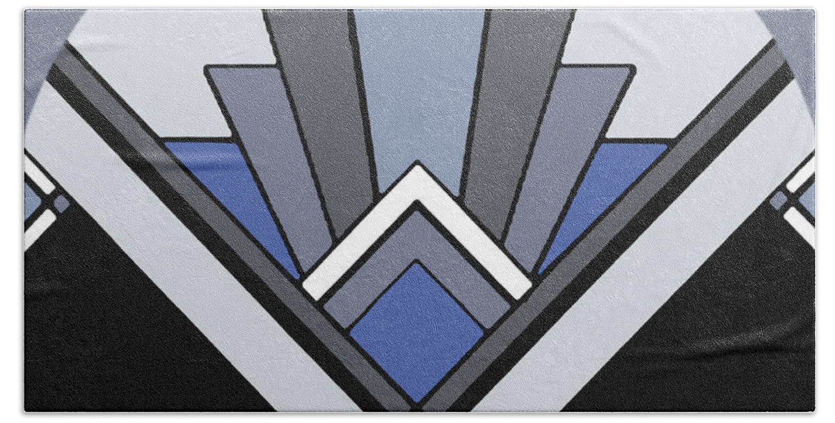 Art Deco Pattern Two Beach Towel featuring the digital art Art Deco Pattern Two - Blue by Chuck Staley