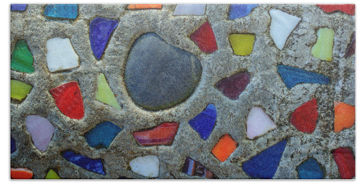 Glass Beach Towel featuring the photograph Artsy Glass Chip Sidewalk by Tikvah's Hope