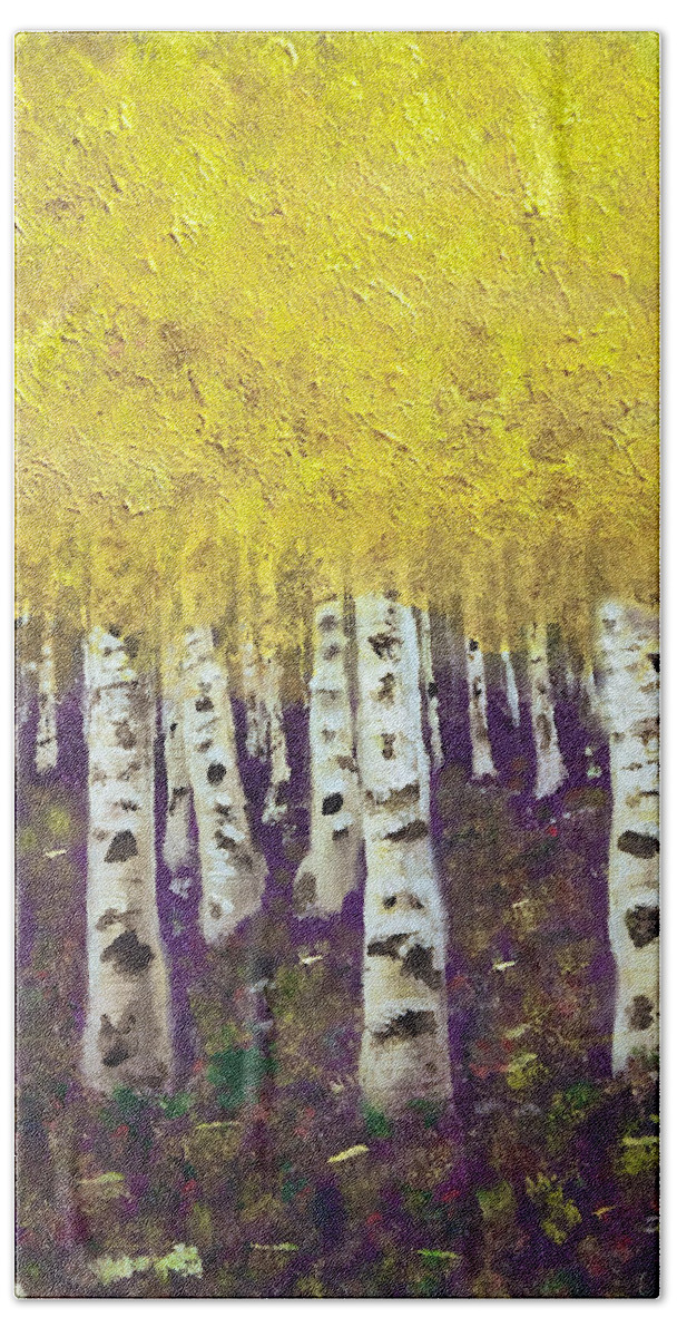 Apsens Beach Towel featuring the painting Aspens by Dick Bourgault
