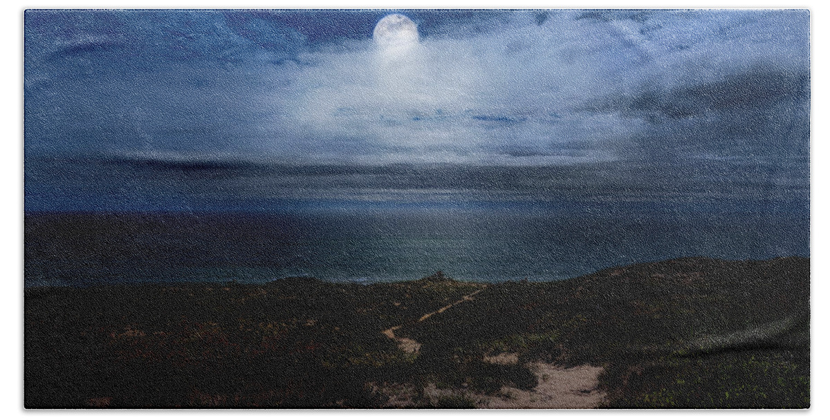 Moon Beach Towel featuring the photograph Atlantic Moon by Bill Wakeley