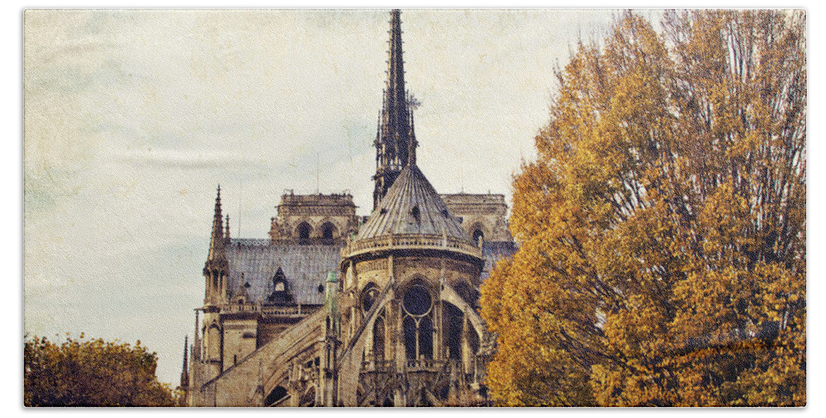Notre Dame Beach Towel featuring the photograph Automne a Notre-Dame by Melanie Alexandra Price