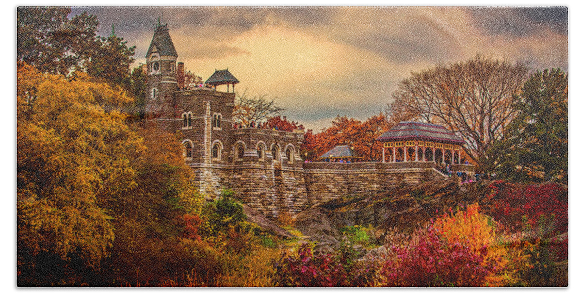 Belvedere Beach Towel featuring the photograph Autumn at Belvedere Castle by Chris Lord