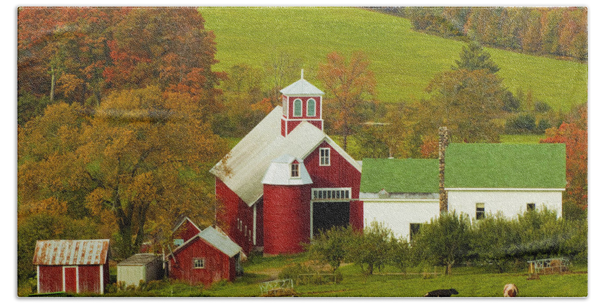 Vermont Beach Sheet featuring the photograph Autumn at Bogie Mountain Dairy Farm by John Vose