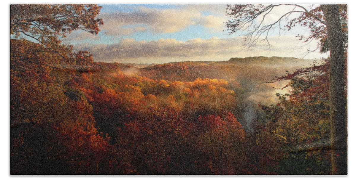 Panoramic Beach Towel featuring the photograph Autumn at Tinker's Creek Gorge by Rob Blair